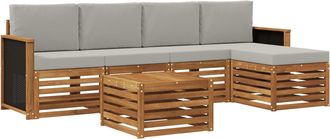 vidaXL Conjunto De Sof&aacute;s De Exterior 6 Uds. Natural Y Gris Claro Vidaxl