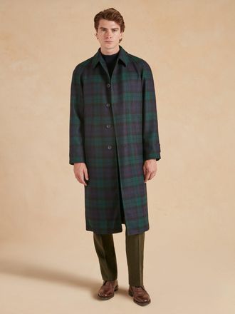 Oliver Brown Raglan Sleeve Overcoat - Black Watch