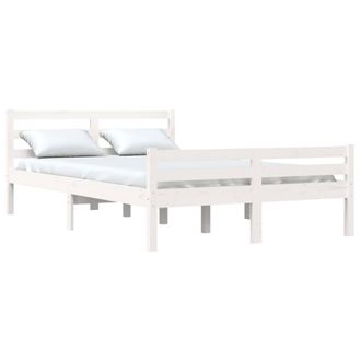 Berkfield Home Beautiful Bed Frame White Solid Wood 140x200 cm