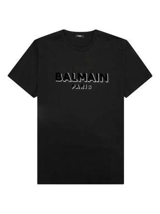 Balmain logo-print T-shirt - men - Cotton - L - Black