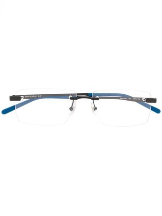 Montblanc two-tone square-frame glasses - men - Metal/Rubber - 40 - Black