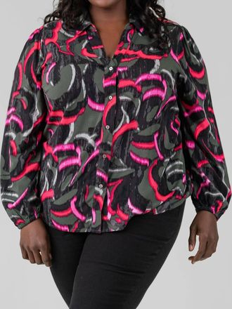 Nic+Zoe Neon Doodle Live In Shirt - Plus In Green Multi