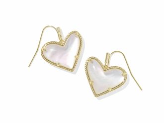 Kendra Scott Womens Ari Heart Statement Drop Earring In Gold Ivory Mop