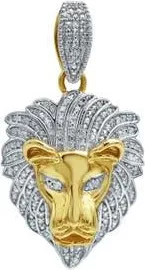 LuvMyJewelry King of the Jungle Lion 14K Gold 0.09 Ct Diamond Pendant in 14K Yellow Gold at Nordstrom