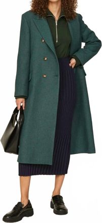 Something Navy Double Breasted Coat In Agave Green