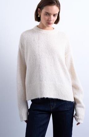 Topshop Fluffy Crewneck Sweater in Cream at Nordstrom Rack, Size X-Small