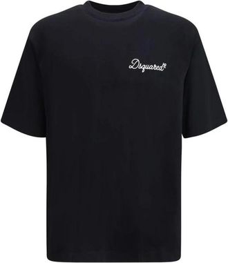 Dsquared2 S74Gd 1525 D20106 Crew Neck T-Shirt - Heren - T-shirts - Zwart - M - Katoen - Tops