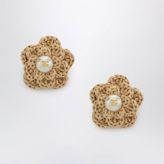 Dolce & Gabbana Gold clip-on flower earrings in brass