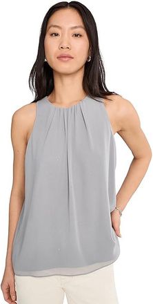 Vince Camuto Shirred Neck Sleevless Blouse Womens Clothing Calm Grey : MD, Polyester
