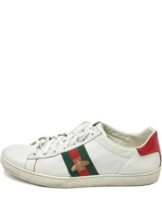 Gucci Ace Bee leather trainers - women - Calf Leather/Calf Leather/Rubber - 38.5 - White