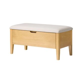 Woodek Banco en roble macizo 90 cm, asiento beige
