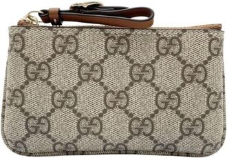 Gucci Gg Supreme Beige Brown Pvc Leather/Webbing Coin Purse/Coin Case (Pre-Owned)