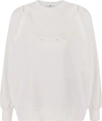 Elisabetta Franchi Cut-Out Jersey Sweatshirt - Dames - Sweatshirts - Beige - M - Hoodies & sweatvesten