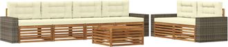 vidaXL Conjunto De Sof&aacute;s De Exterior 7 Uds. Natural Y Crema Poli&eacute;ster Vidaxl