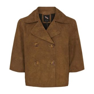 BTF-CPH Light Jackets, female, Brown, Size: M Suede Short Trenchcoat