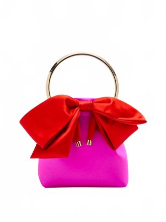 Jimmy Choo London Womens Bon Bon Bow Bucket Satin Top-Handle Bag In Pink