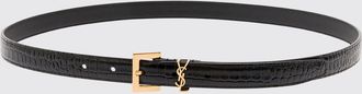 Saint Laurent Cintura Cassandre in pelle dagnello con stampa cocco e monogram YSL