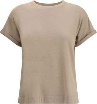 Brunello Cucinelli Brunello Cucinelli Womens Cuffed Sleeve Knit Tee - Sage Green Nylon - Size X-Large