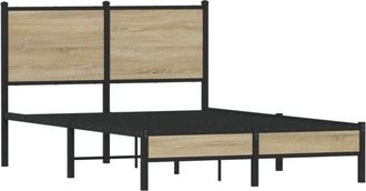 vidaXL Metal Bed Frame without Mattress Sonoma Oak 120x190 cm Small Double vidaXL