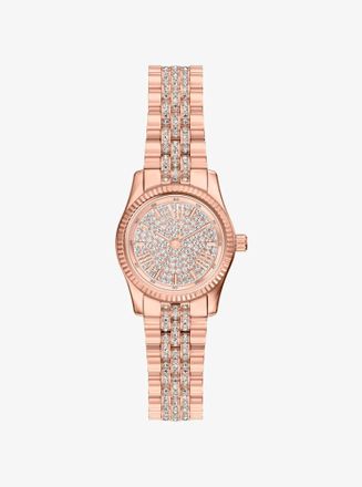 Michael Kors Petite Lexington Pav&eacute; Rose Gold-Tone Watch