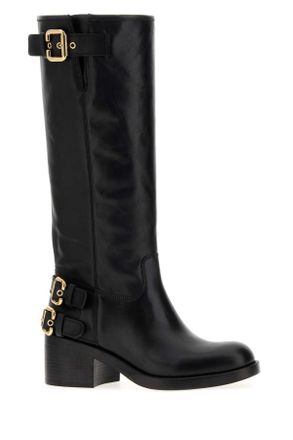 Chlo&eacute; Womens Black Leather Dakota Boots Stivali