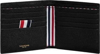 Thom Browne Billfold W/ Goose Half Drop Embroidery In Pebble Grain Leather