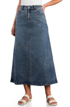 Wash Lab Denim Denim Maxi Skirt in Dirty Blue at Nordstrom, Size 30