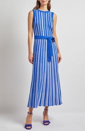 Misook Modern Fit Sleeveless Rib Knit Dress in Aegean Bl/wt at Nordstrom Rack, Size X-Large