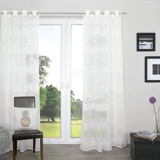 Decolife Gardine »Estelle« Ösen 1 Stk. tlg. Ösenschal mit Blockstreifen weiss