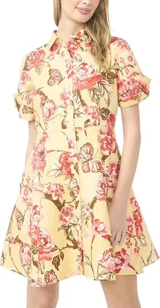 Ted Baker Stina Twist Sleeve Flared Linen Mini Dress