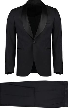 Tagliatore Tweedelig pak van een mix van scheerwol en zijde - Heren - Business pakken - Zwart - 4XL - Wol - Kostuums