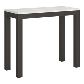Itamoby Consola extensible 90x40/300 cm efecto madera fresno blanco y hierro