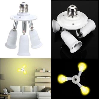 Trade Shop Trade Shop - Adaptador De Soporte De La L&aacute;mpara De Divisor E27 Con 3 Entradas Bombilla Ataque 3 En 1