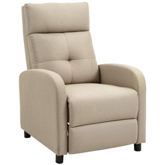 OEM Sill&oacute;n Relax Reclinable Manual Hasta 155&ordm; Apertura Push Con Reposapi&eacute;s Respaldo Alto Acolchado Grueso Beige