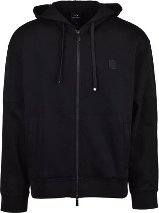 A|X Armani Exchange Black Cotton-Blend Drawstring Hoodie