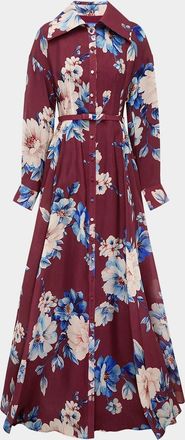 LEO LIN Josephine Floral-Print Silk Gown