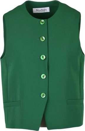 Max Mara Jassen, Dames, Groen, XS, Polyester, Gilets