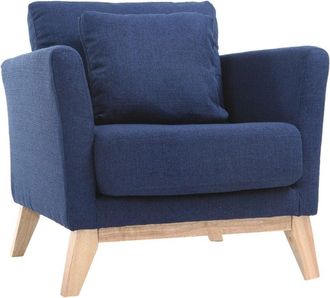 Miliboo Miliboo - Sillón nórdico azul oscuro patas madera clara oslo