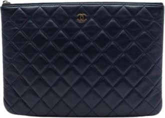 Chanel Pre-owned Leather chanel-bags - Dames - Vintage Clutch - Blauw - ONE Size - Vintage