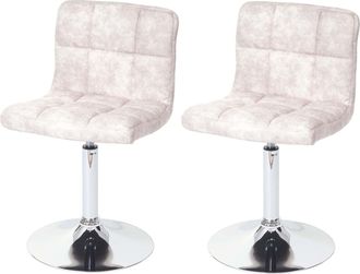 Hhg Nunca Usado] Lote De 2 Sillas De Comedor Kavala, Silla Giratoria, Imitaci&oacute;n Ante Cromado, Vintage Gris Claro