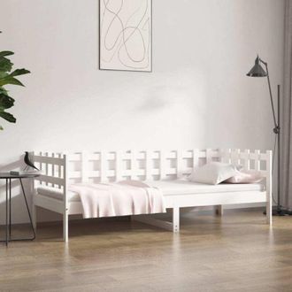 vidaXL Sof&aacute; Cama Sin Colch&oacute;n Madera Maciza De Pino Blanco 90x190 Cm Vidaxl