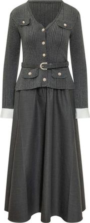 Self Portrait Midi Jurk - Dames - Casual kleedjes - Grijs - XS - Kleedjes
