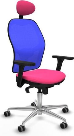 Piqueras y Crespo Piqueras Y Crespo - Jorquera Sincro Malla Azul Similpiel Rosa Brazos 3d Base Aluminio Cabecero Fijo Ruedas 65mm Engomada