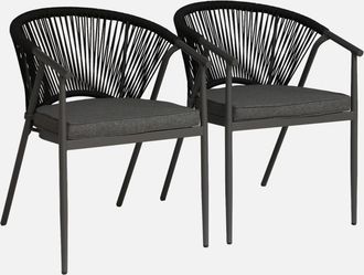 Sweeek Silla De Jard&iacute;n Apilable De Acero Y Cuerdas, Set De 2