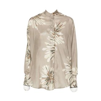 Brunello Cucinelli Brunello Cucinelli, Shirts, female, Brown, Size: XS Floral Print Shirt