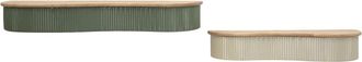 Mauro Ferretti Estantes de metal beige y madera, set 2 pzs cm 86&times;18&times;12-65&times;16&times;12