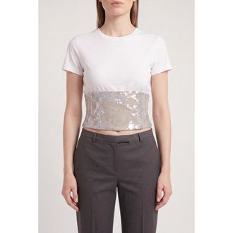 Brunello Cucinelli White Linen Corset Shirt, Size M