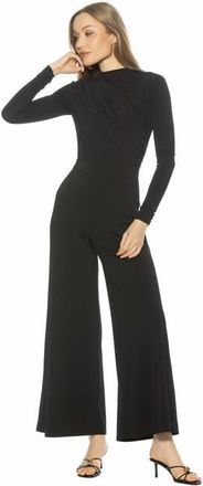 Alexia Admor Yael Long Sleeve Ruched Top Jumpsuit in Black at Nordstrom, Size X-Large