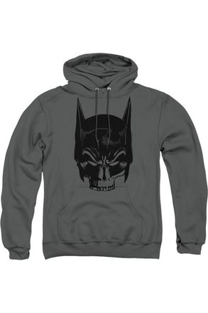 Gildan Batman Skull On Gray Adult Pull Over Hoodie / Hooded Sweatshirt