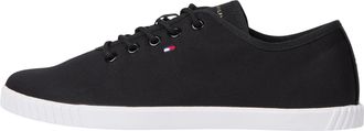 Tommy Hilfiger Womens Elegant Canvas Lace-Up Cupsole Trainers, Black (Black), 3.5